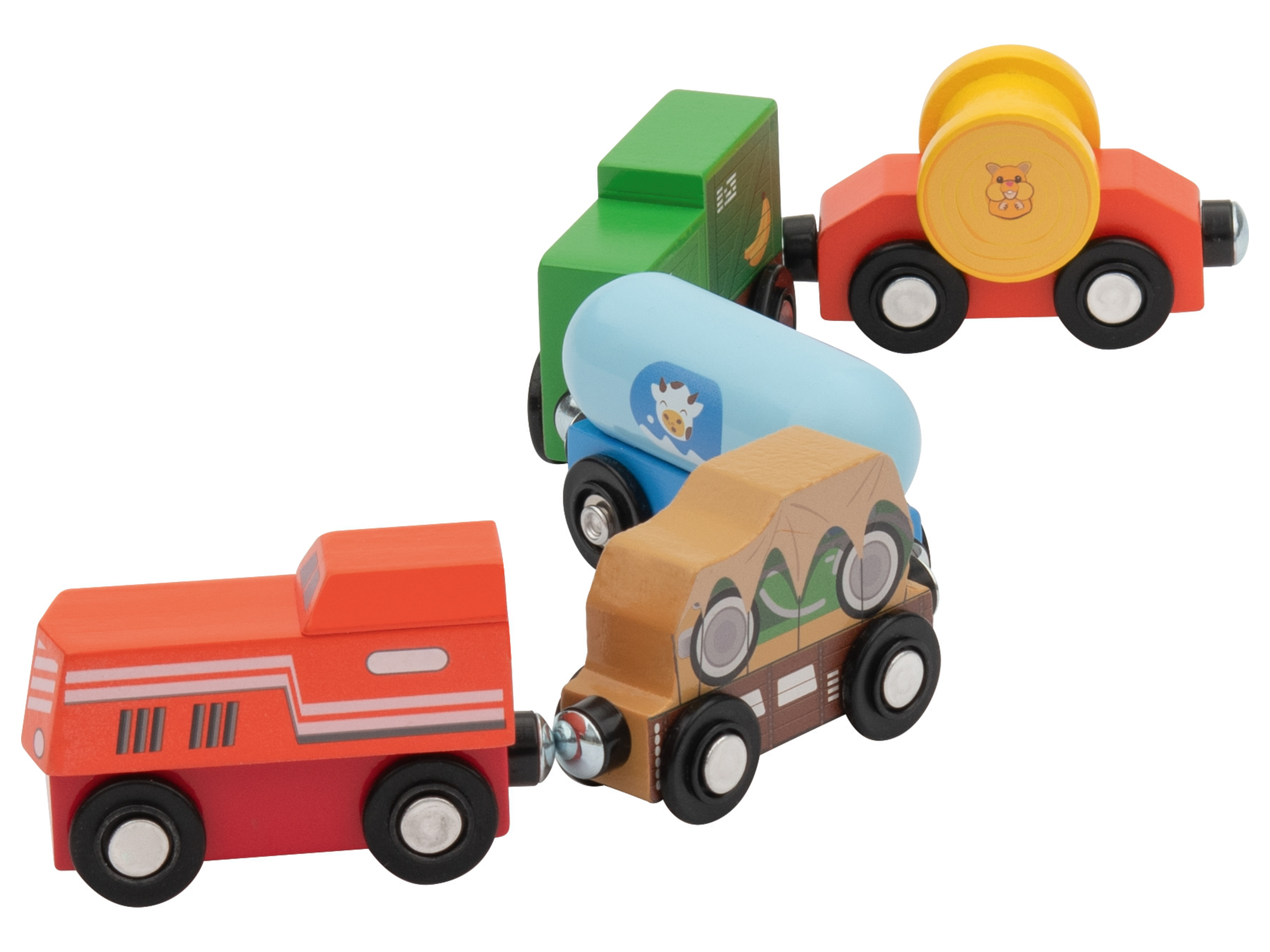 LUPILU® Lastzug / Feuerwehrzug / Kinderzug / Güterzug, 5-teilig (Lastenzug)