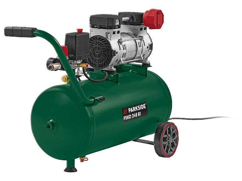 Parkside PSKO 248 B1 Luftkompressor mit grünem Tank und Rädern