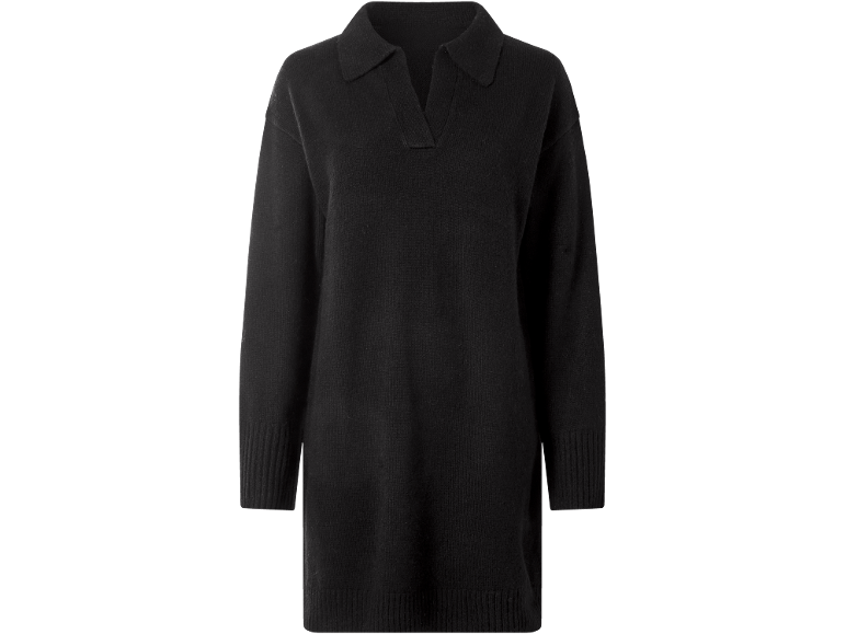 Schwarzer Pullover mit Kragen und V-Ausschnitt