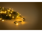 Warmweiße LED-Weihnachtslichtkette auf einem Kiefernzweig