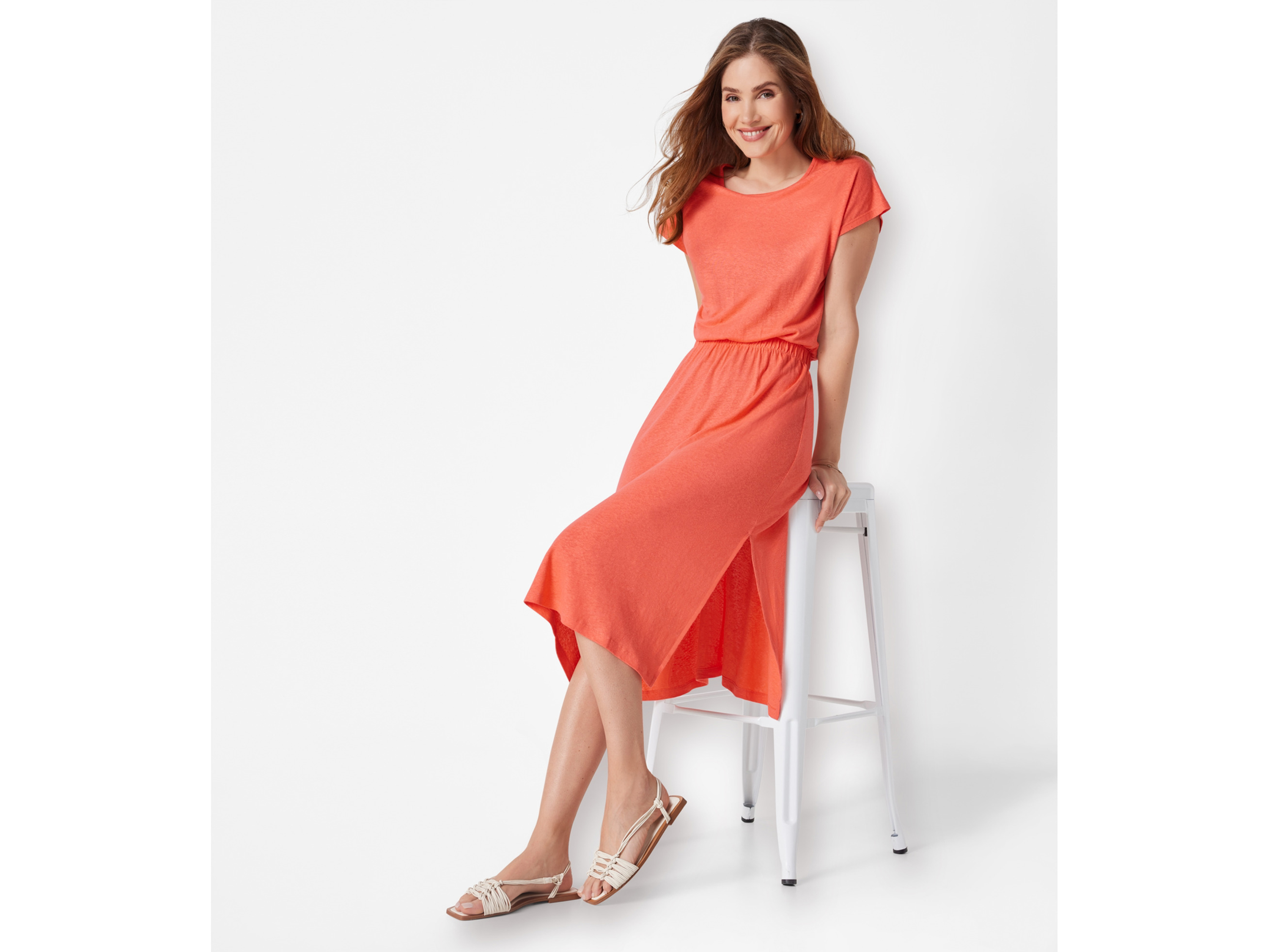 ESMARA® Damen Kleid Midi (Koralle, XS(32/34)) – Bild 2 von 4