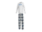 Herren-Pyjama-Set mit grauem Langarmshirt mit „BREAKFAST CLUB“-Aufschrift und karierter Hose.