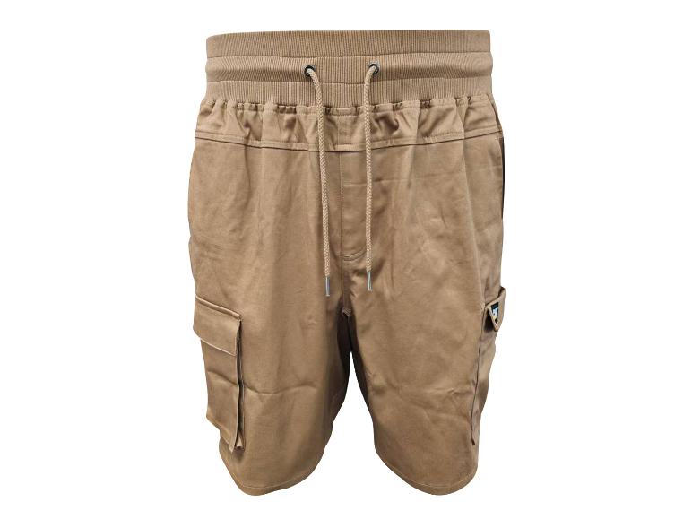 Sandfarbene Herren-Shorts mit Kordelzug und Taschen