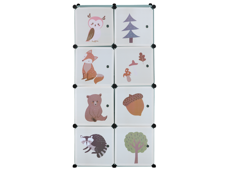 Kinderregal mit Waldtier- und Naturmotiven.