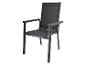 Anthrazitfarbener Gartenstuhl mit Armlehnen und Textilgewebe