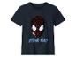 Dunkelblaues Kinder-T-Shirt mit Pailletten-Superheldenmaske und „SPIDER-MAN“-Schriftzug.