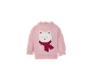 Rosa Baby-Sweatshirt mit einem weißen Bären, der einen roten Schal und Schneeflocken trägt.