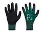 Zwei Paar grüne Arbeitshandschuhe von Parkside mit schwarzen Fingerspitzen