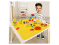 Ein Kleinkind spielt mit Play-Doh auf einem Tisch mit integrierter Spielmatte.