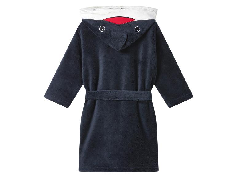 Dunkelblauer Kinderbademantel mit Haifischkapuze
