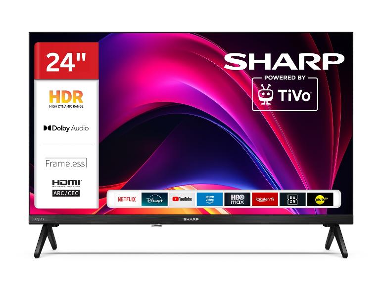 24-Zoll-Fernseher mit HDR, Dolby Audio und Smart-Funktionen.