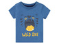 Blaues T-Shirt mit Tiger-Print und dem Schriftzug 'Wild One'.