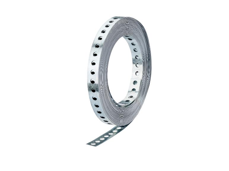 Rolle perforiertes verzinktes Stahlband auf weißem Hintergrund