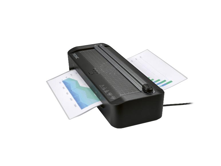 Schwarzer TRONIC Laminator mit Diagrammen, die auf beiden Seiten herauskommen.