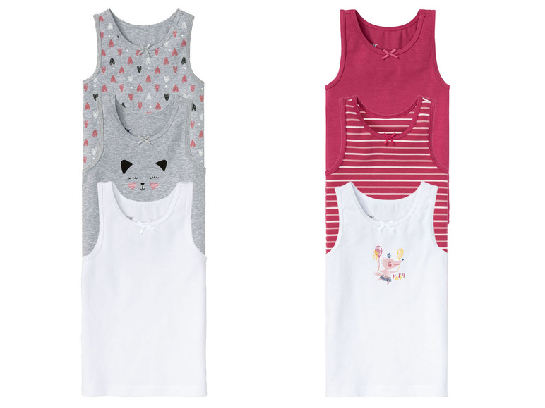 Gehe zu Vollbildansicht: lupilu® Kleinkinder Mädchen Unterhemd, 3 Stück, mit hohem Baumwollanteil - Bild 1
