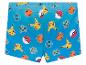 Blaue Pokémon Badehose für Jungen: Pikachu, Bisasam und Pokébälle.