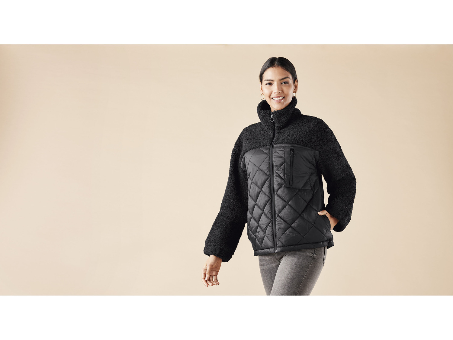 esmara® Damen Sherpa-Jacke mit Stehkragen | LIDL
