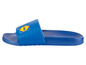 Blaue Lidl-Sandalen mit dem Lidl-Logo.