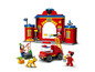 LEGO Disney Mickey Mouse Feuerwache mit Feuerwehrauto, Mickey und Goofy.