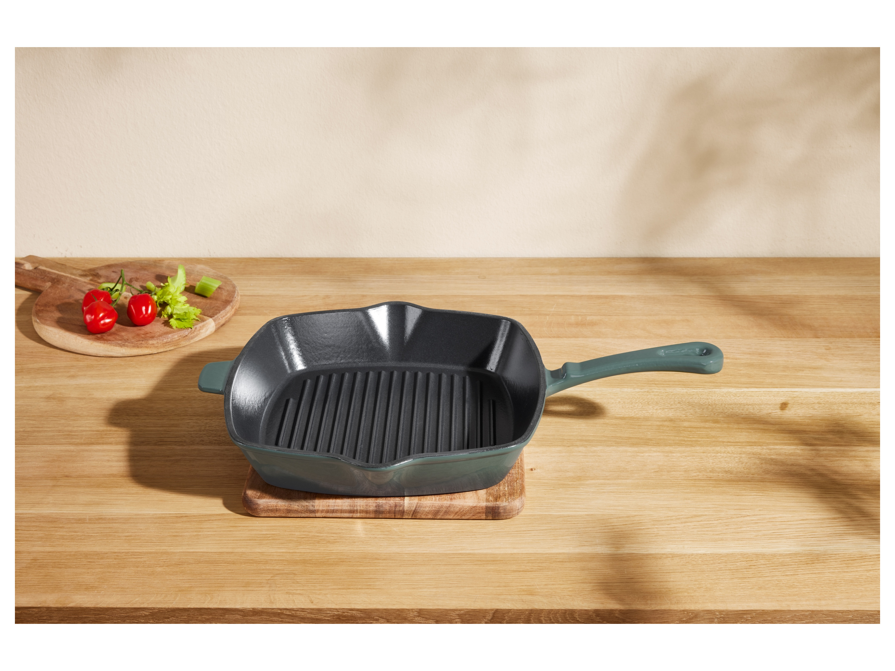 Thumbnail - SILVERCREST® Premium-Gusseisengrillpfanne 24 cm, für alle Herdarten  (Grün)