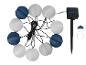 Solar-Lichterkette mit blauen und weißen Lampions.