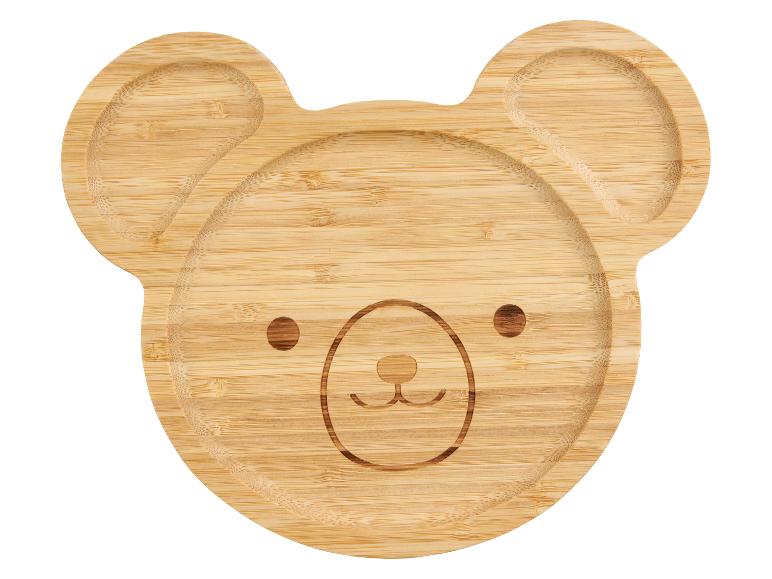 Bambus Teller und Tablett in Bärenkopfform für Kinder.