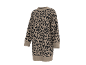 Beiges und schwarzes Leoparden-Pulloverkleid mit langen Ärmeln