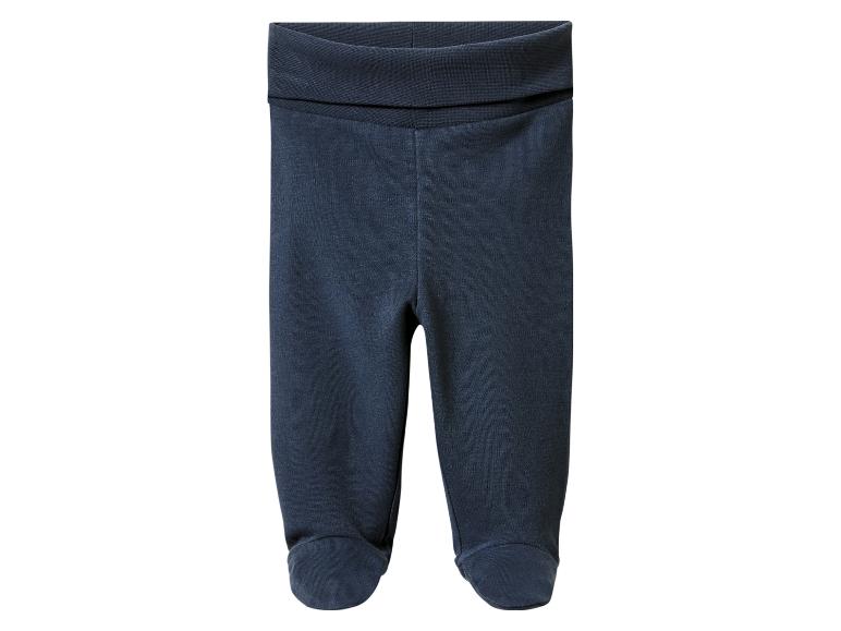 Dunkelblaue Baby-Leggins mit Bündchen an den Füßen.