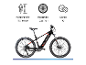 Schwarzes Elektro-Mountainbike mit roten Akzenten und Stollenreifen.