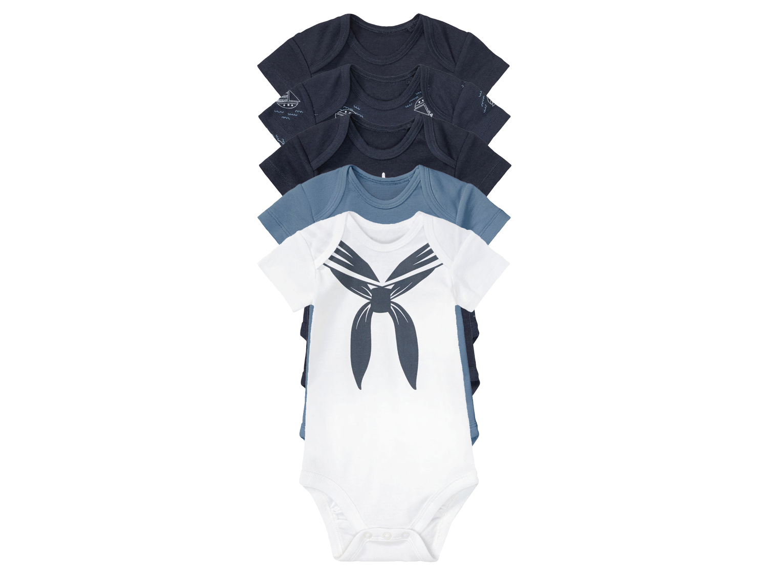 lupilu® 5 Baby Bodies kurzarm (62/68, marine/blau/weiß) | 04055334607919