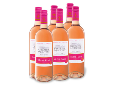 6 x 0,75-l-Flasche Weinpaket Chevalier de Fauvert Merlot IGP halbtrocken, Roséwein