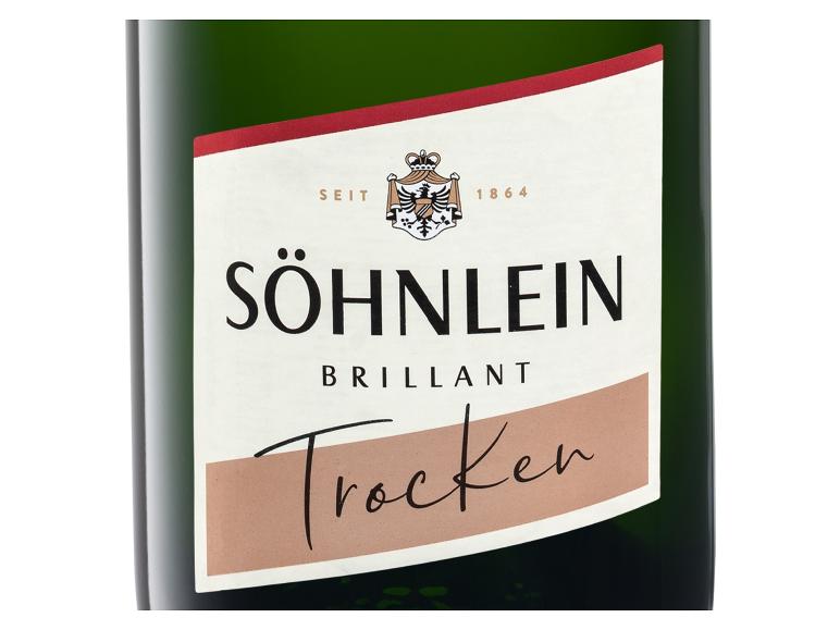 Etikett des Sekt Söhnlein Brillant Trocken auf einer grünen Flasche