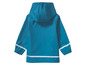Blaue Regenjacke mit Kapuze für Kinder.