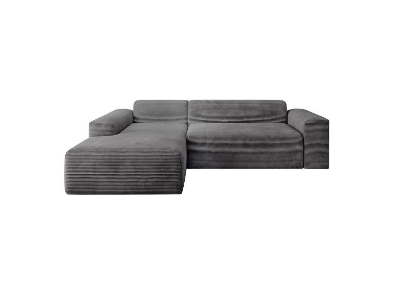 Graue Cord-Eckcouch.