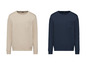 Zwei langärmelige Sweatshirts, eines beige und eines dunkelblau.
