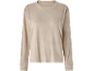 Beiges Damen-Langarmshirt aus weichem Samt.