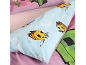 Kinderbettwäsche mit Minecraft-Bienen-Aufdruck im Pixel-Stil.