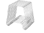 Hocker oder Beistelltisch aus verchromtem Draht mit geripptem Design.