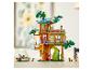 LEGO Friends Set mit Baumhaus, Figuren und Tieren, auf einem Holzboden.