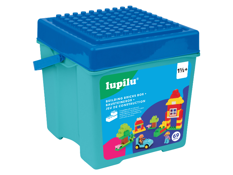 LUPILU® Bausteinebox mit 69 Teilen für Kinder ab 1,5 Jahren.