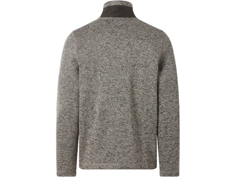 Herren-Pullover in Grau-Melange mit Stehkragen, Rückansicht.