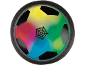 Schwebender Fußball mit bunten LED-Lichtern und schwarzem Schaumstoffrand