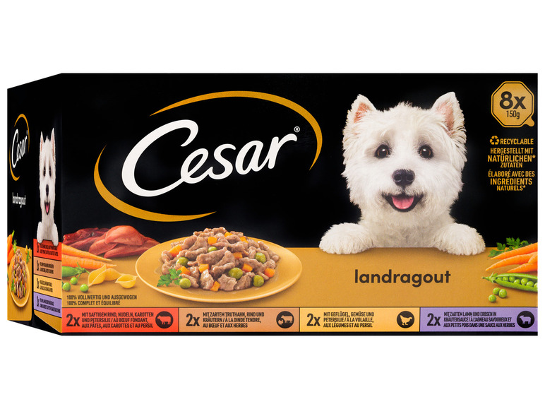 Gehe zu Vollbildansicht: Cesar Hundenassfutter Landragout Vielfalt in Sauce Multipack, 8 x 150 g - Bild 1