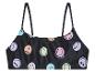 Schwarzes Bikinioberteil mit Trägern, Smiley World Muster.