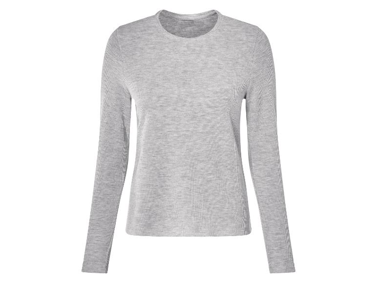 Ein grauer Langarmshirt mit Rundhalsausschnitt.