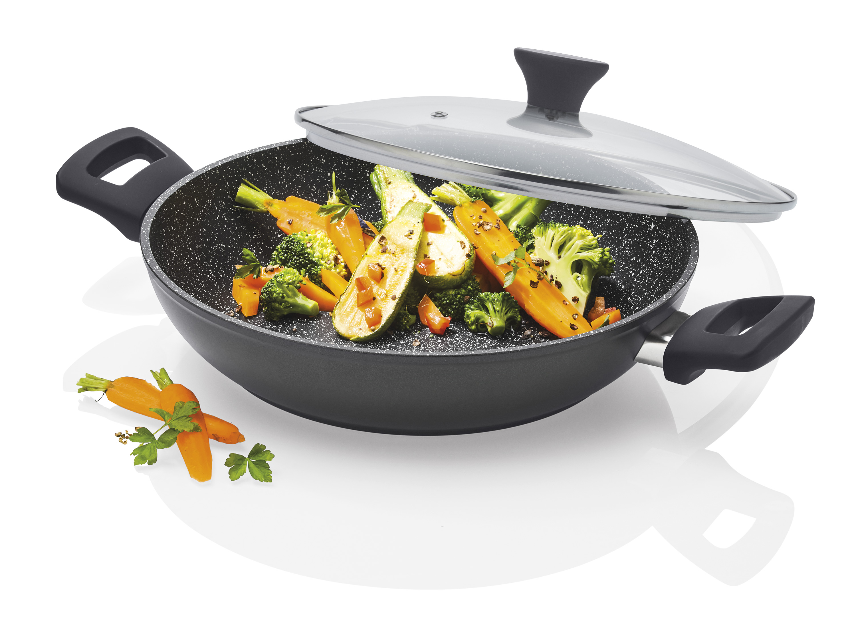 Thumbnail - ERNESTO® Servierpfanne Alu 28 cm mit Deckel (Schwarz)