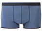 Blaue Boxershorts mit schwarzem Bund.