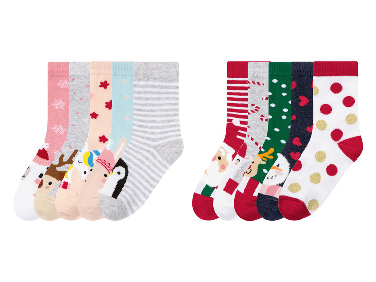 Gehe zu Vollbildansicht: pepperts Kleinkinder Mädchen Socken, 5 Paar, mit Weihnachtsmotiv - Bild 1