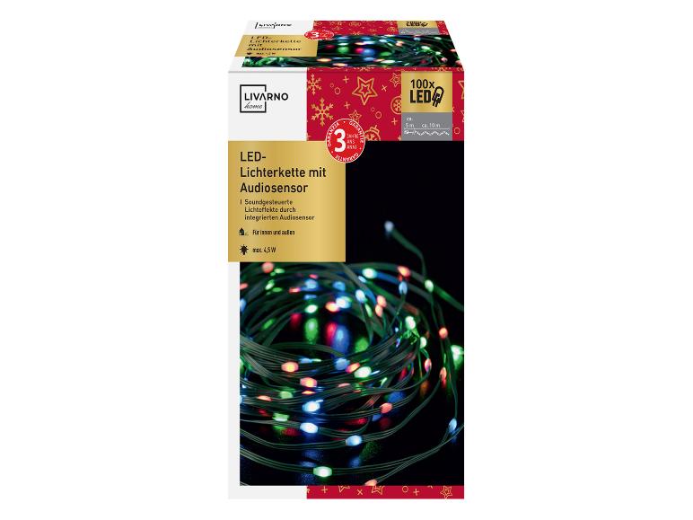 Livarno Home LED-Lichterkette mit Audiosensor, 100 LEDs, 5 m