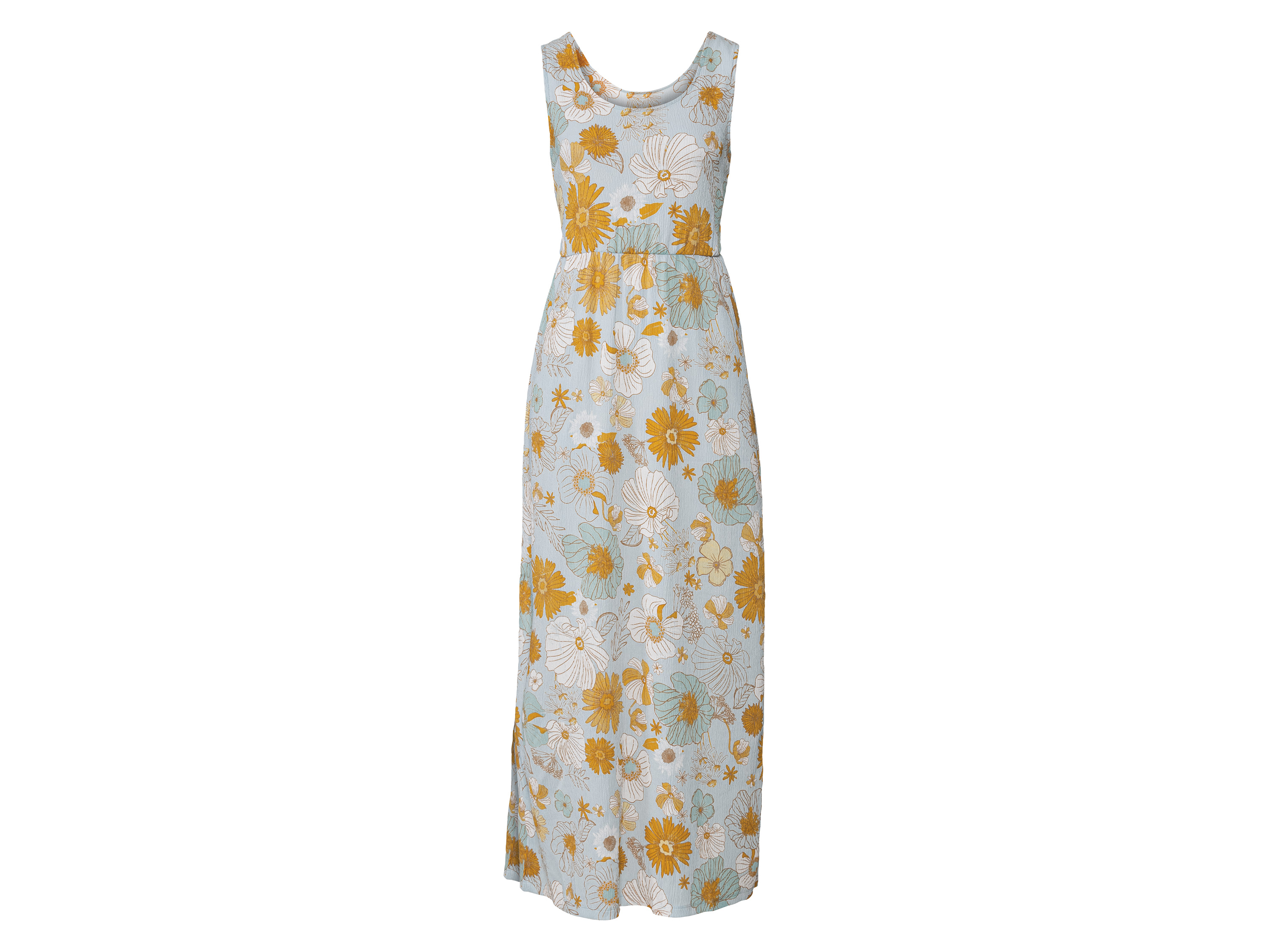 esmara® Damen Kleid Maxi (Blumen/blau, M (40/42)) | 04055334854023